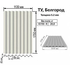 Шифер 5.2 мм Белгород Шифер 5.2 мм Белгород