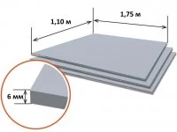 Шифер плоский (1.75мх1.11м, толщина 6мм) Кричев